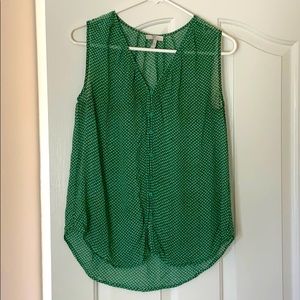 Green and white flower tank blouse